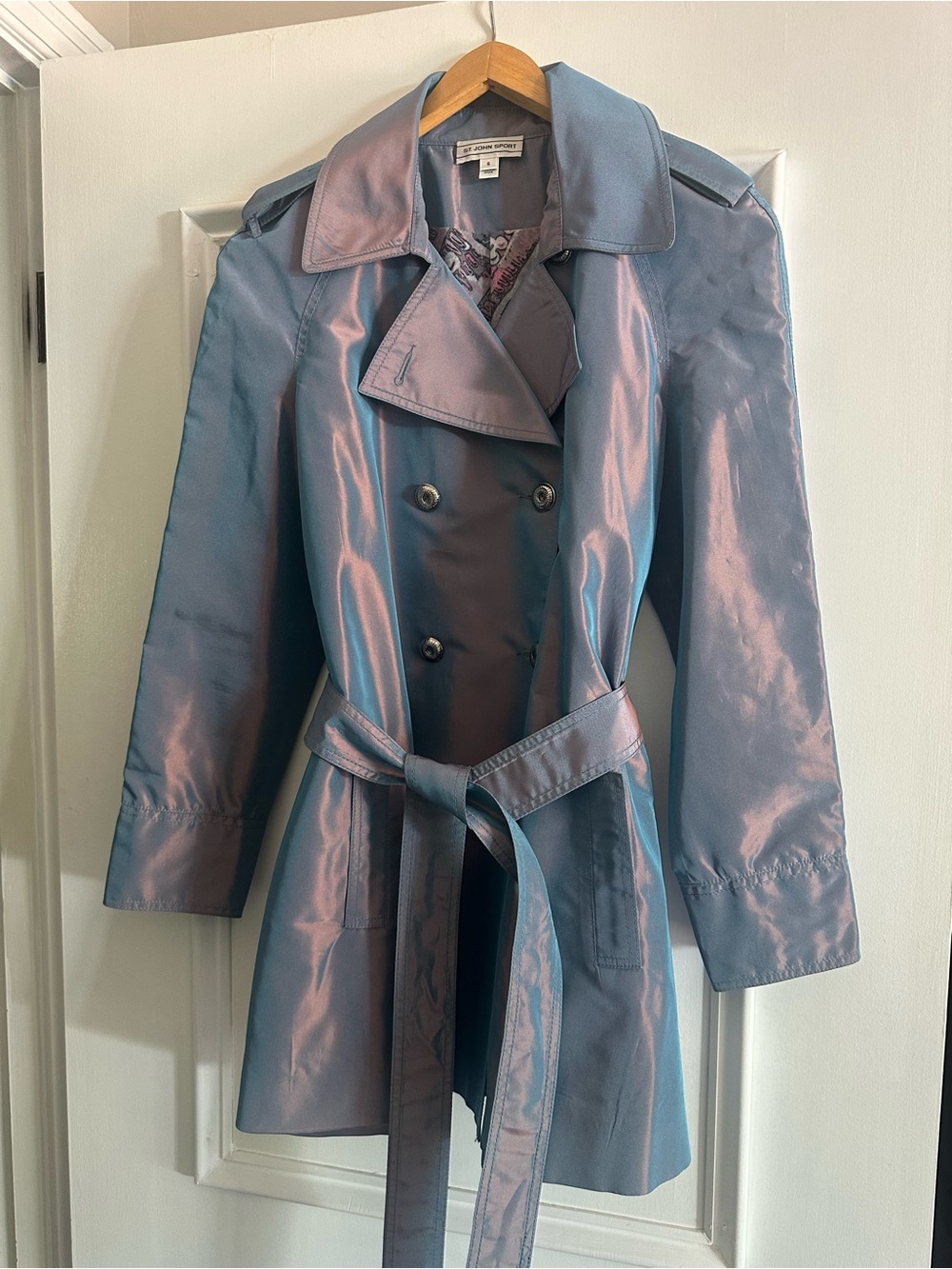 St. John Iridescent Blue-Purple Trench Coat